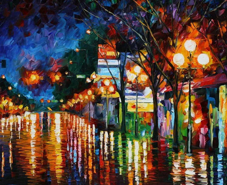 Luzes de rua 100 pintados à mão pintura a óleo moderna decoração para casa pintura em tela alta qualidade paleta de cores faca pintura jl005558045