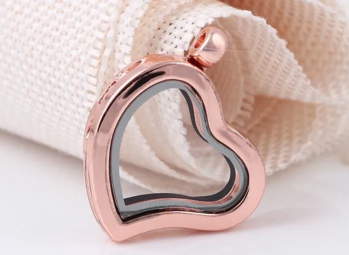 Wholesale Plain Heart Glass Floating Locket Pendant For Necklace Chain Making