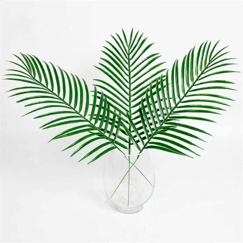 Artificial Plastic Leaves Green Plants Fake Palm Tree Leaf Greenery For Floral Flower