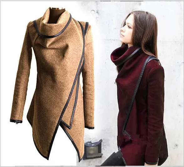 Fall / Vinterkläder för kvinnor 2018 Nya europeiska och amerikanska ullblandningar Coats Ladies Trim Personlighet Asymmetriska Regler Kort jacka