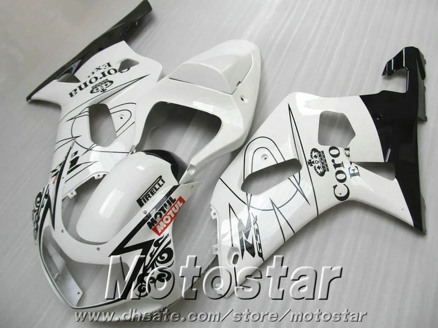 Personalizar feiras definidas para suzuki gsxr600 gsxr750 2001-2003 K1 branco preto corona de alta qualidade kit GSXR 600 750 01 02 03 EF16