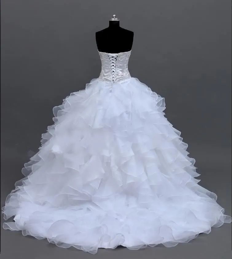 2019 New Organza Ball Dress Dresses Handmade Rhinestones Ruffles Bridal Corset Made Made Romantic Sweethea282u