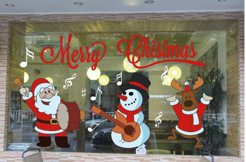 Autocollants Fenêtre Noël Réutilisables - 9 Motifs Flocons De Neige, Père Noël - PVC Double Face Sans Trace