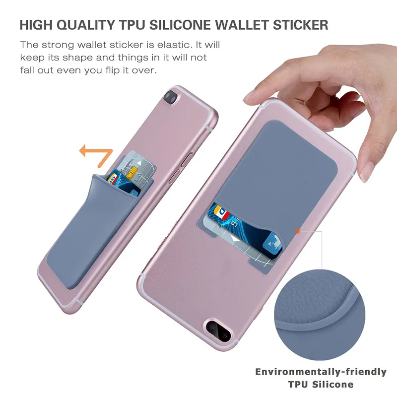 Ultra-slim Self Adhesive Credit Card Wallet Credit Card Wallet Colorful Silicon For Smartphones For Sumsung S8