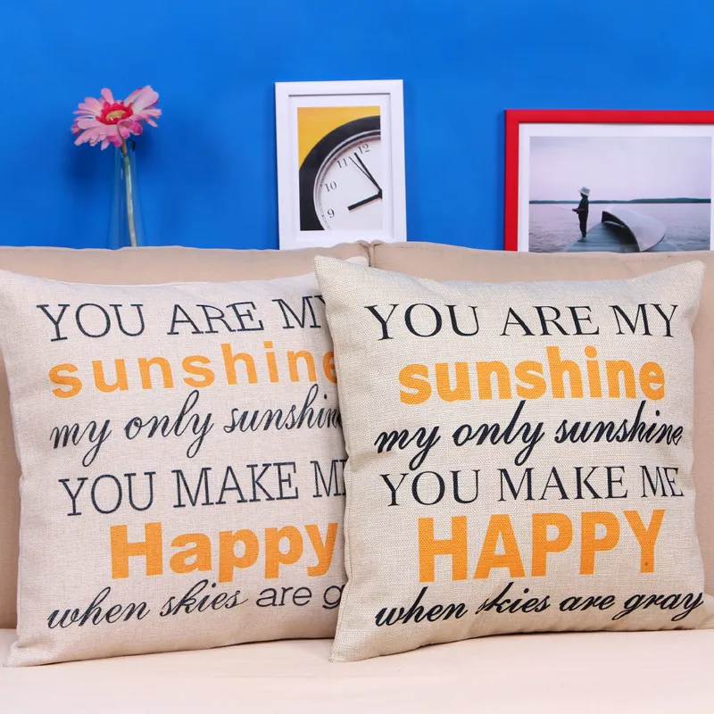 Decorative Inspirational Quotes Pillow Cover Cotton Linen Pillowcase