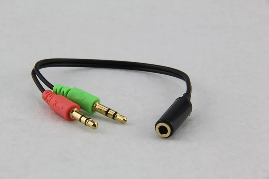 Nowa Gorąca Sprzedaż 3.5mm Kobieta do 2 Mężczyzna Jack Plug Słuchawki MIC Audio Y Splitter Cable Stereo Audio Cable Darmowa Wysyłka 100 sztuk / partia