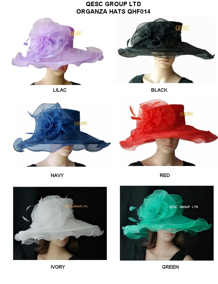 Moda Organza Hat z Kwiatem Organza i Pióro na ślub / Kościół / Party / Kentucky Derby, 6 kolorów dostępnych