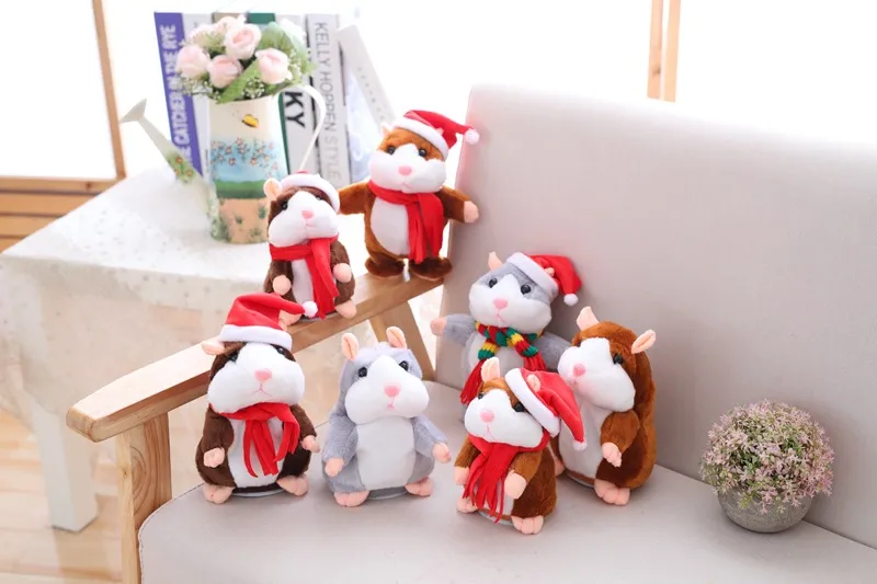 16cm/6 inch Hamster Plush Party Gift Toys Cartoon 6 Styles Can Talk and Nod Hamster Stuffed Animals for Christmas