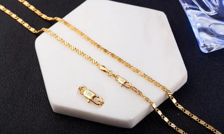 18K gold plating smooth snake chains Necklace 2MM snake chain size 16 18 20 22 24 26 28 30 inch Chains Jewelry