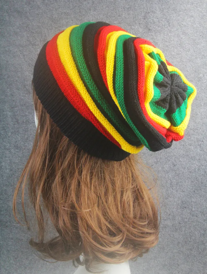 Colorful wool cap, hip hop folding hat, long foreign trade street knitted hat