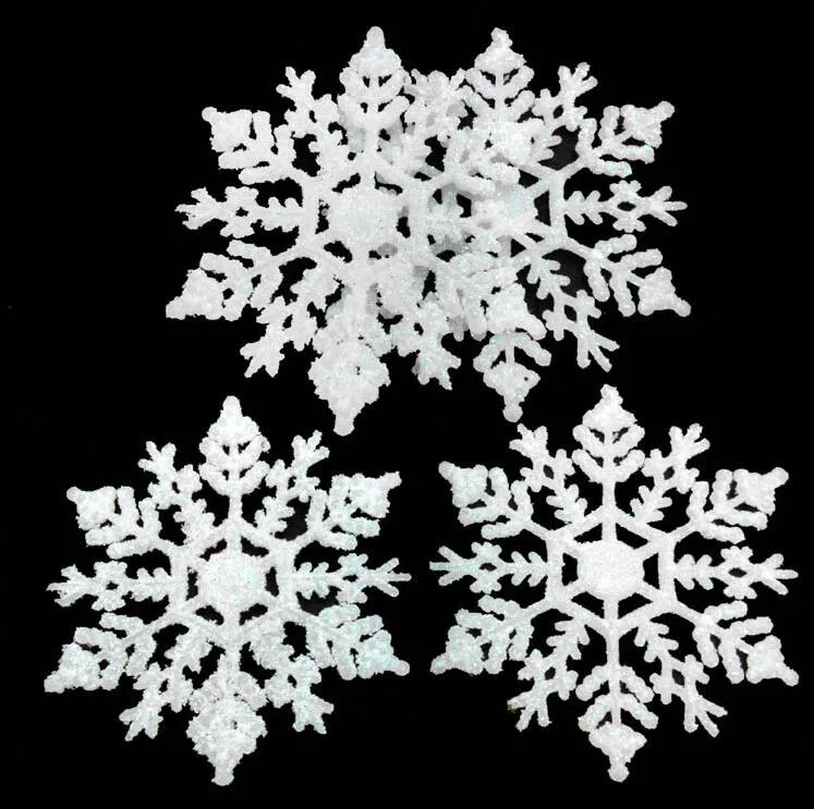 Floco de neve ornamento de 4 polegada de plástico de Natal enfeites de floco de neve acessórios de Natal acessórios pingente de Floco De Neve com pó CN03