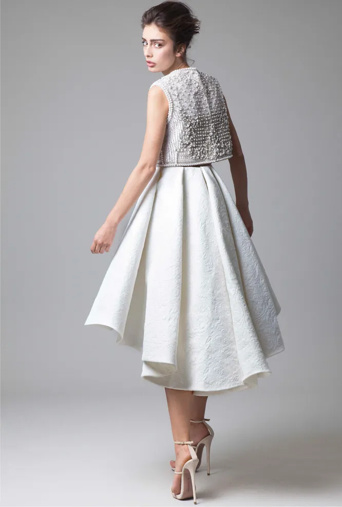 Praia Krikor Jabotian vestidos de casamento Jewel Lace frisado apliques de mangas vestidos de noiva Alta Baixa curto A-Line Vestido de Noiva