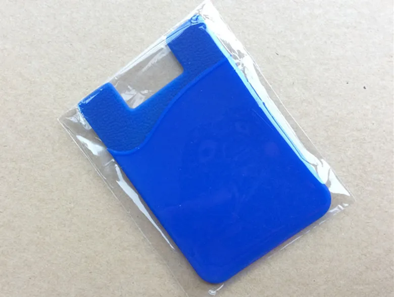 Logo del cliente con stampa OEM Portafoglio in silicone Tasca carte di credito Borsa Porta carte Slot Cover posteriore telefono Custodia con adesivo adesivo