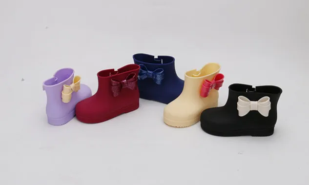 Mini Melissa enfants filles pluie chaussures mignon Bow antidérapant fond mou enfants chaussures bottes de pluie 23-28 livraison gratuite C625
