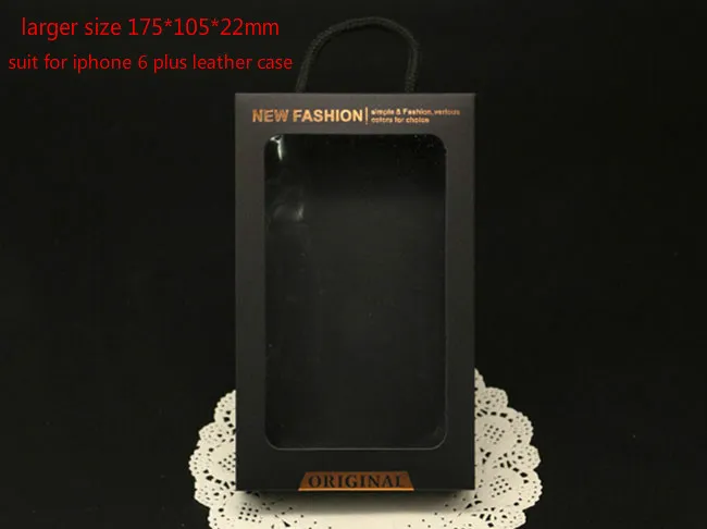 Retail Package Box för iPhone 6 Plus Läderfodral Back Cover Fashion Kraft Black Paper Packing Box för Original Not 4 5 Fall