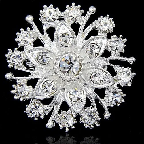 Tom de prata Limpar Strass Cristal Broche de Flor Meninas Corsage Broche de Moda Nupcial Do Casamento Bouquet Pinos Broches B634