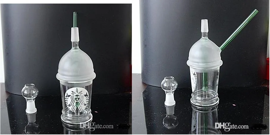 2018 Custodie telefoniche precipitose Spedizione gratuita Starbuck Cup sabbiato Dab Concentrato Oil Rig Bong in vetro 14,4 mm Cupola e pipe unghie Narghilè