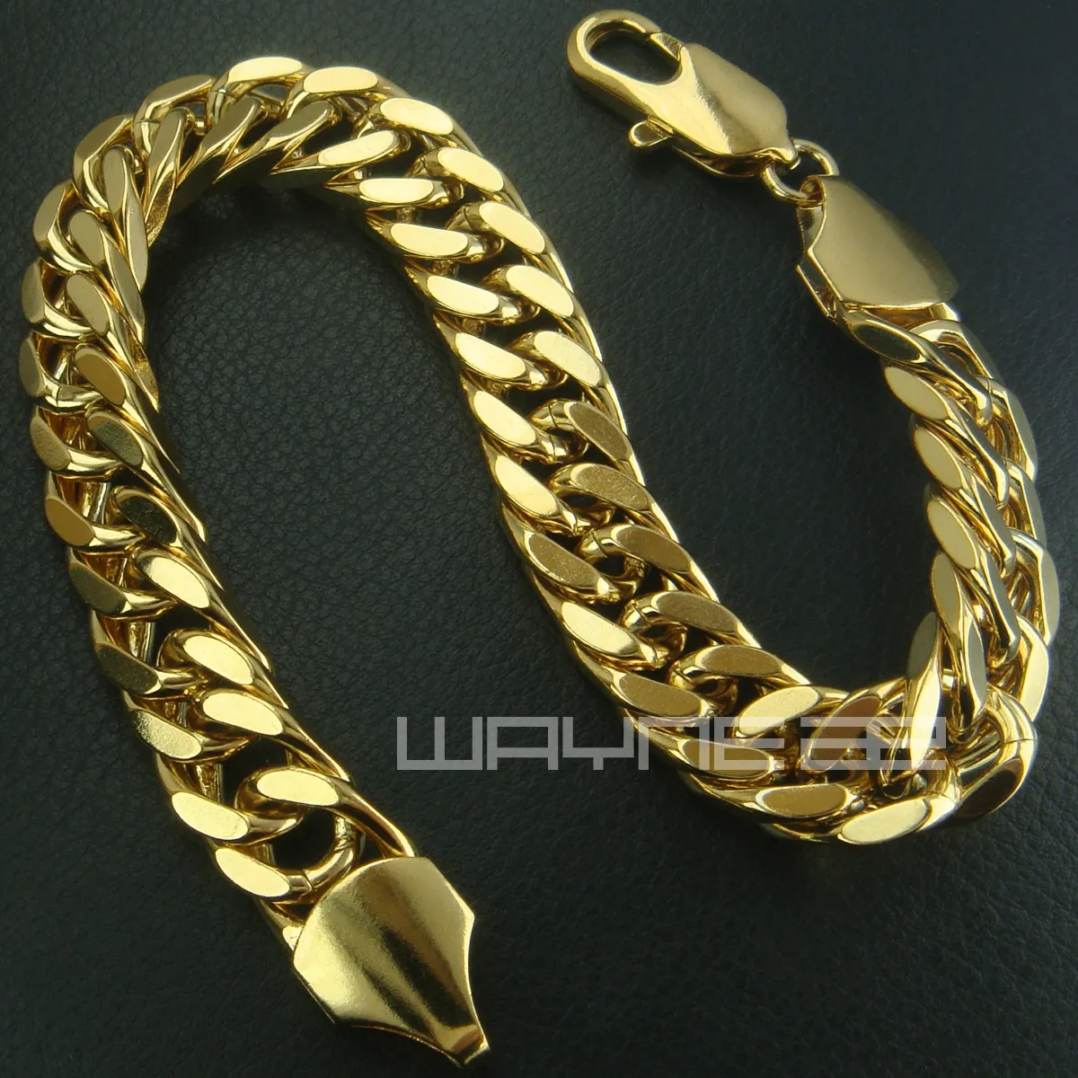 18K 18CT guldfylld GF Herr 10mm Bredd 22cm Längd Coolt armband B119