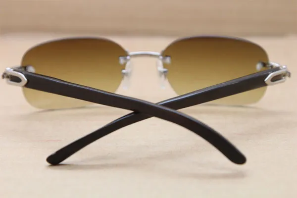 Hersteller im Großhandel 3524015 Randlose Sonnenbrille aus schwarzem Büffelhorn Herrenbrille im Freien beim Fahren Größe: 55-18-140 mm Brillen
