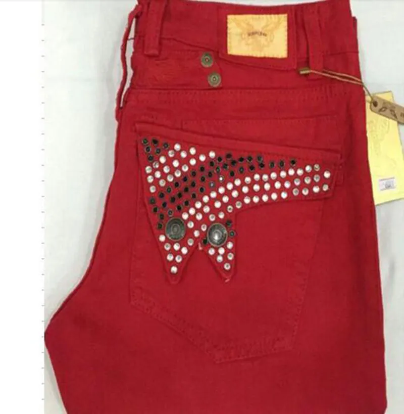 nouveau design célèbre couleur rouge nouveau robin jeans hommes pierres scintillantes denim jeans droits créateur de mode célèbre marque jeans pour hommes taille 250q