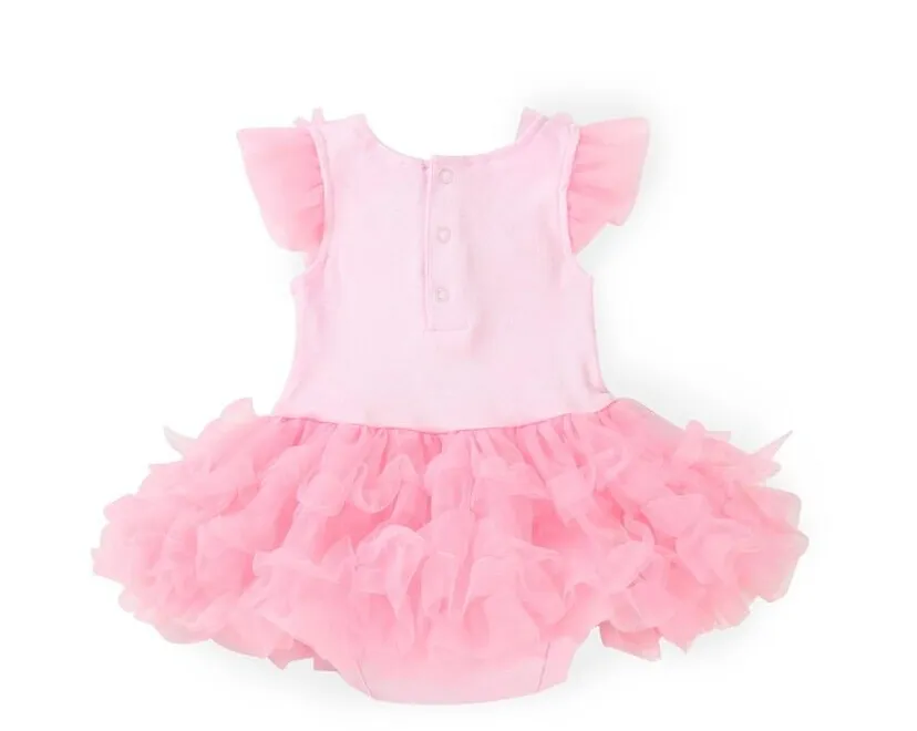 Nowy Różowy Baby Girl Onesies Koronki Tutu Sukienki Noworodka Noworodka Kombinezon Kwiaty Moda Letnie Zestawy Pchacze i Kostium Dziecka