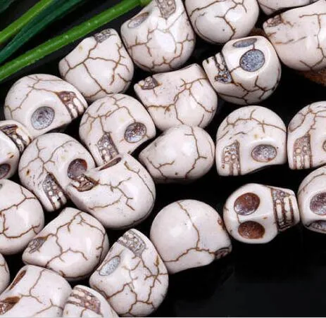 Filo di howlite turchese gemma teschio perline sfuse creazione di gioielli con ciondoli 10x12 mm