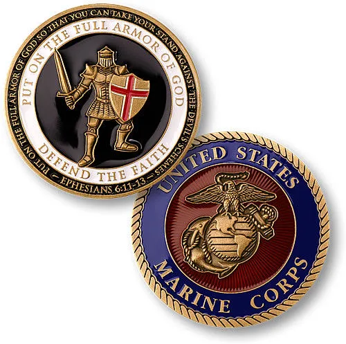 Llot Marine Corps Armour of God Broń Faith Challenge Coin9200255