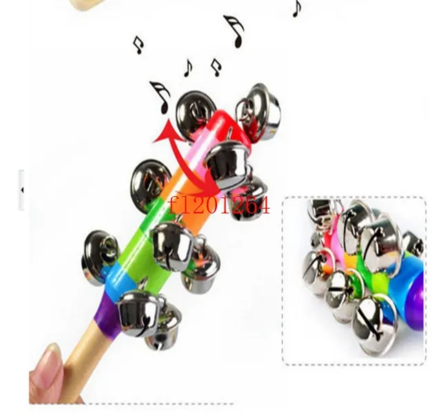 Hot Baby Rattle Rainbow Toy kid Pram Crib Handle Wooden Activity Bell Stick Shaker Rattle Baby Gift