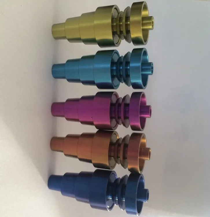 6pcs anodierte farbenfrohe 10mm14mm19mm 6 in 1 domeless GR2 Titanium Nägel mit männlichem und weiblichen Gelenk freien OEM über 100 PCs