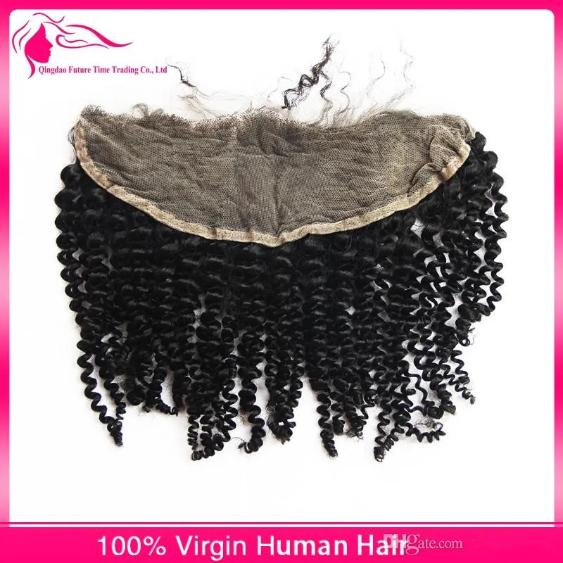 Mongolskie Ludzkie Włosy Koronki Frontal Zamknięcie Darmowe Rozpocznij Kinky Kręcone 13x4 Ucho do Ear Lace Frontal 100% Ludzkich Włosów Koronki Włosów Fontal