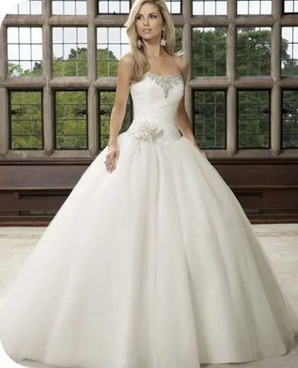 2015 Wedding Dresses Cheap Under $100 Beads Tulle Ball Gown Sweetheart ...