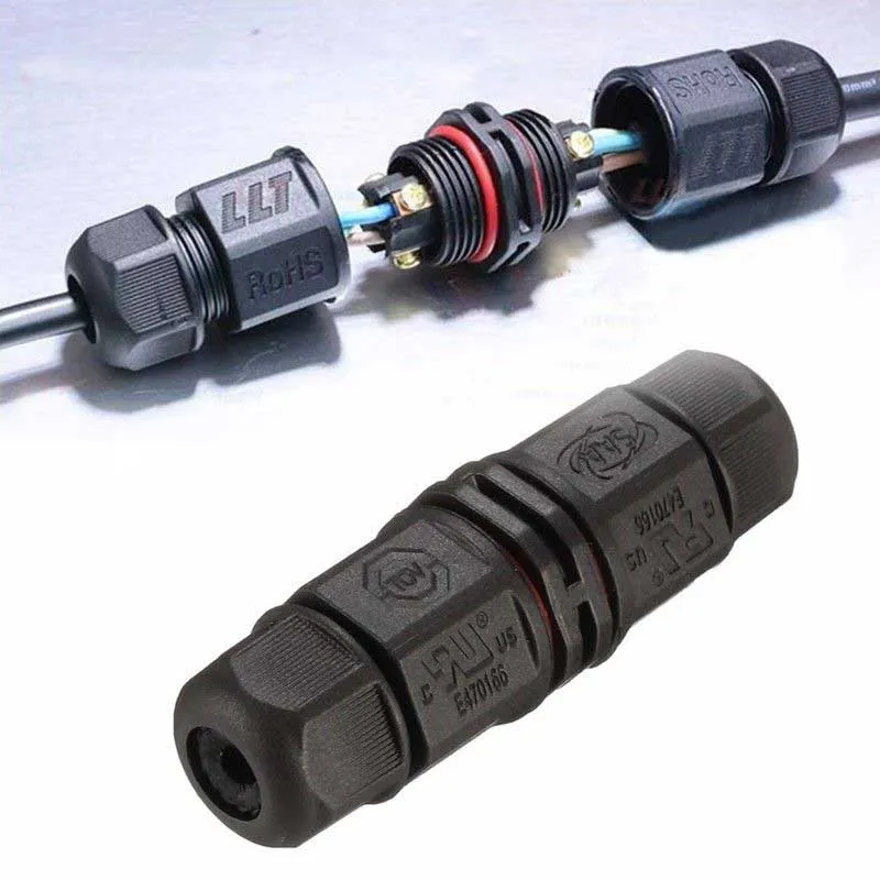 2/3/4 pinos 15A IP68 à prova d'água Conector AC DC 10mm TUV Parafuso de travamento de marceneiro Adaptador de fio elétrico