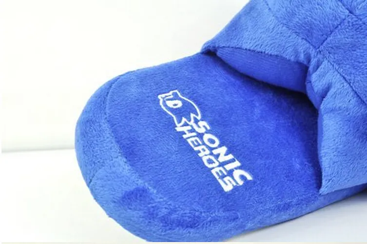 Pantufas Sonic de pelúcia azul Boneca de pelúcia adulto de 11 polegadas Chinelos Sonic de pelúcia