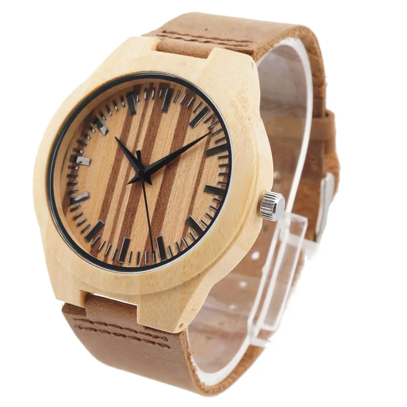 2015 Date Bambou Montre Analogique Élégant Unisexe Montres En Bois Casual Quartz montre-bracelet Pour Hommes Femmes cadeaux Accepter Personnalisation O189s