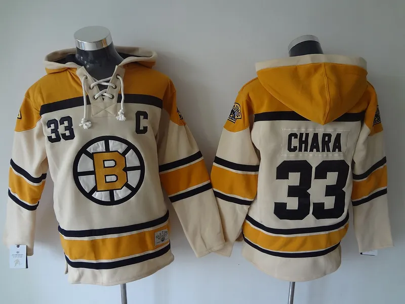 Top kwaliteit ! Boston Bruins Old Time Hockey Jerseys 33 Zdeno Chara Black Green Cream Hoodie Pullover Sport Sweatshirts Winter Jas