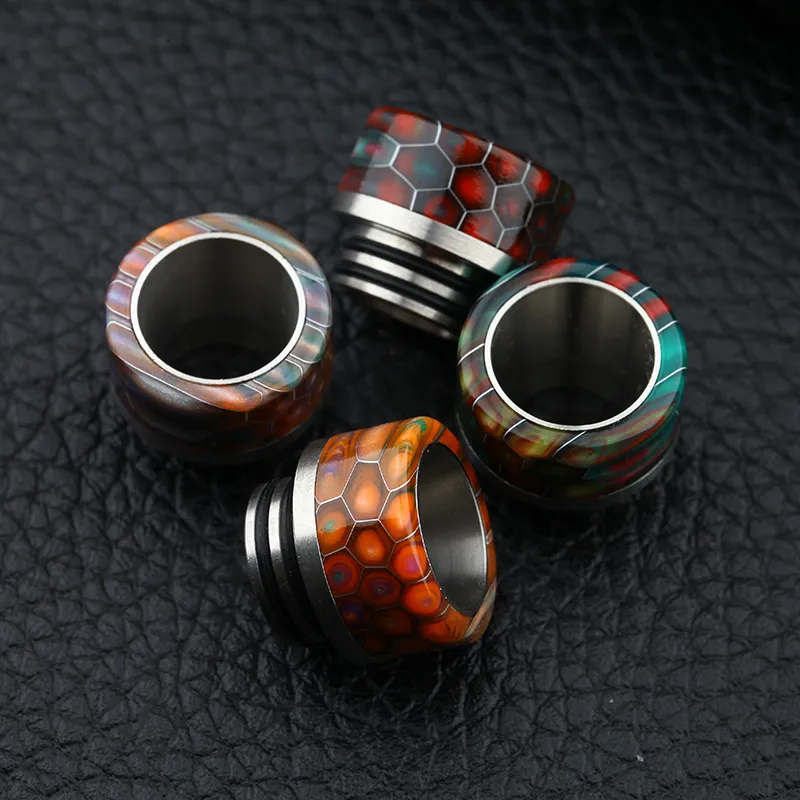 Snake Skin Grid Pattern 810 Thread Epoxy Resin Stainless Steel Drip Tips Wave Wide Bore SS Mouthpiece TFV8 TF12 Kennedy 24 Goon 528