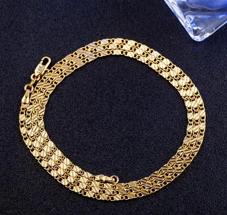 Chaînes serpent lisses plaquées or 18 carats, collier, chaîne serpent de 2MM, taille 16 18 20 22 24 26 28 30 pouces, chaînes bijoux