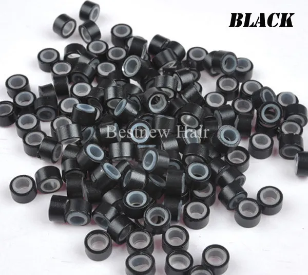 jar I Tip Hair Beads Silicone Micro Rings Links for Hair Extensions Blac Brown Blonde 50x28x30mm9077861