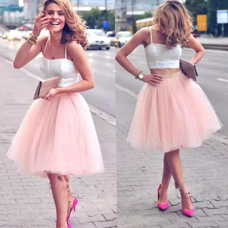 Adorável busto saias curto na altura do joelho festa tutu vestido blush rosa macio tule dama de honra roupa informal para casamento