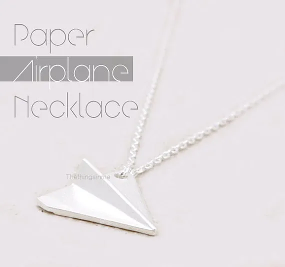 10PCS Gold Silver Origami Plane Necklace Paper Plane Necklace Tiny Aircraft Airplane Necklaces Jewelry for women