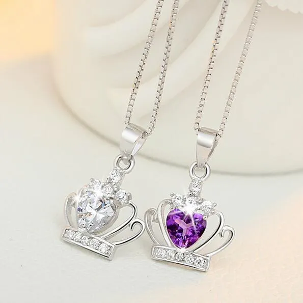 Crown Crystal natural amethyst necklace female 925 pure silver jewelry design fashion necklaces & pendants pendants gift 