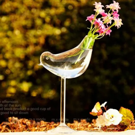 Happy birds flower vases wedding decoration crystal glass vases clear stylish design home decoration