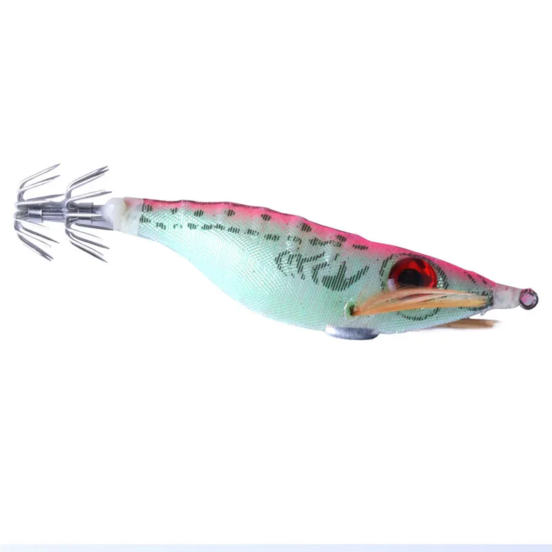 NUOVO gambero dipinto colorato realistico esca calamari artificiali 10 cm 8,5 g pesca d'acqua dolce occhi grandi polpo richiamo gancio la pesca notturna