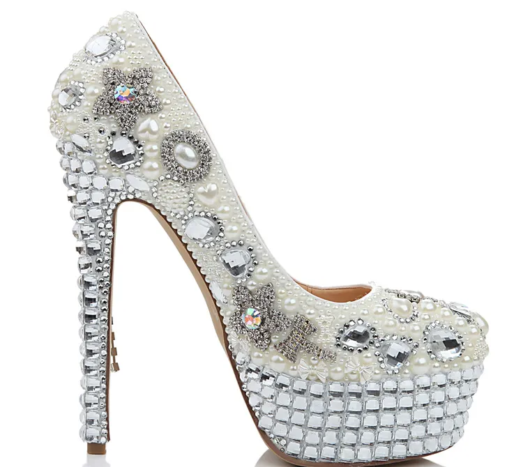 Luxe vrouwen mode bruiloft schoenen rhienstone boog ultra hoge hak kristal kwast schoenen partij prom pompen nieuwe stijl
