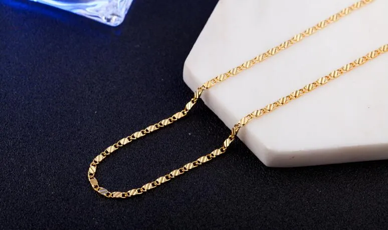 18K Gold Plating Smooth Snake Chins Ketting 2mm Snake Chain Maat 16 18 20 22 24 26 28 30 Inch Kettingen Sieraden