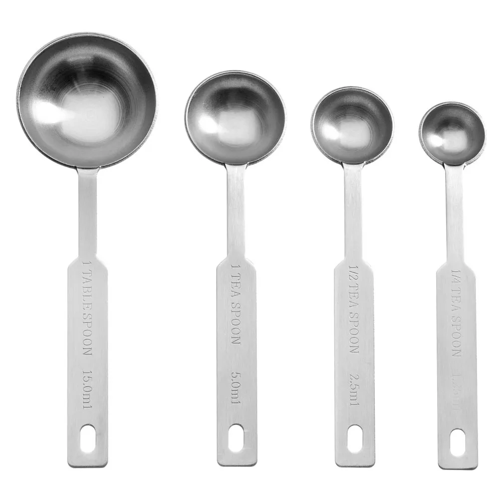 4-Piece Deluxe Stainless Steel Measuring Cups Measuring Spoons Valued Set For Baking Coffee Herb Spice New Wholesale