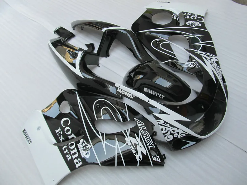 ABS Full Fairing Kit för Suzuki GSXR600 GSXR750 1996 1997 1998 1999 2000 GSXR 600 750 96-00 Vit Black Corona Fairings Set GB4