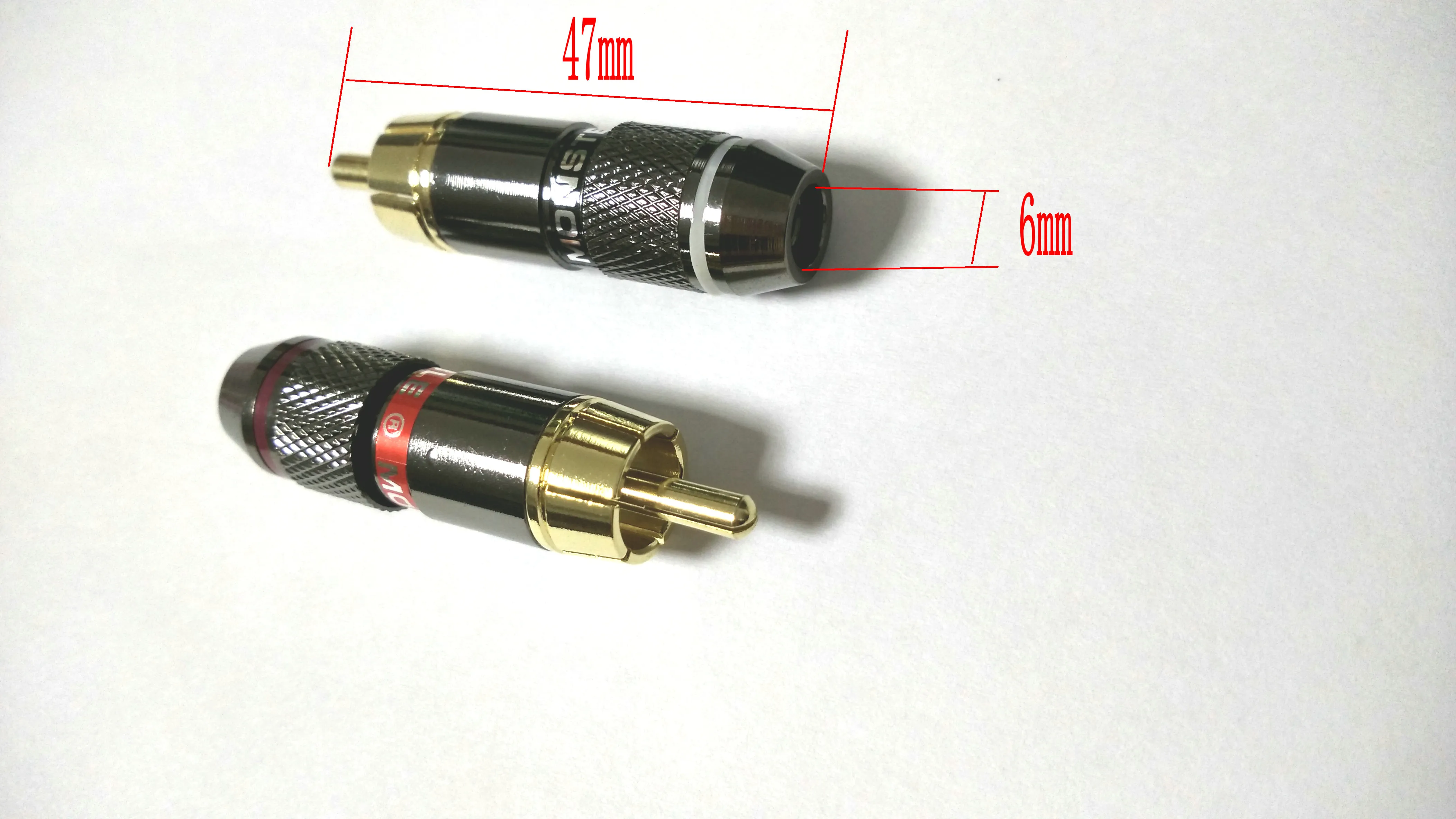 6 Stück hochwertiger Kupfer-RCA-Stecker, vergoldeter Löt-Audio-Video-Adapter