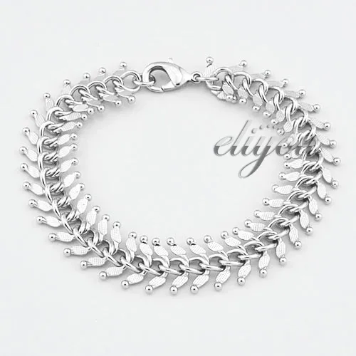 13mm New Fashion Jewelry Mens Womens Centipede Link Chain 18K White Gold Filled Bracelet Gold Jewellery Free Shipping C04 WB