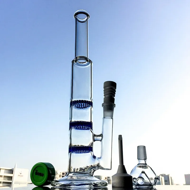 Nargile ile 14mm Seramik Tırnak Carb Cap Cam Bong Dab Rigs Su Boruları 3 Katmanlar Perc Sigara Su Bonglar Düz Tüp 10xx-3